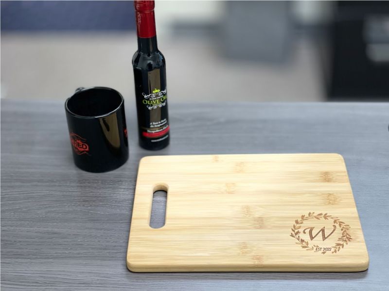 Personalized Cutting Board, Bamboo, 11-1/2” x 8-3/4” x 5/8” thick