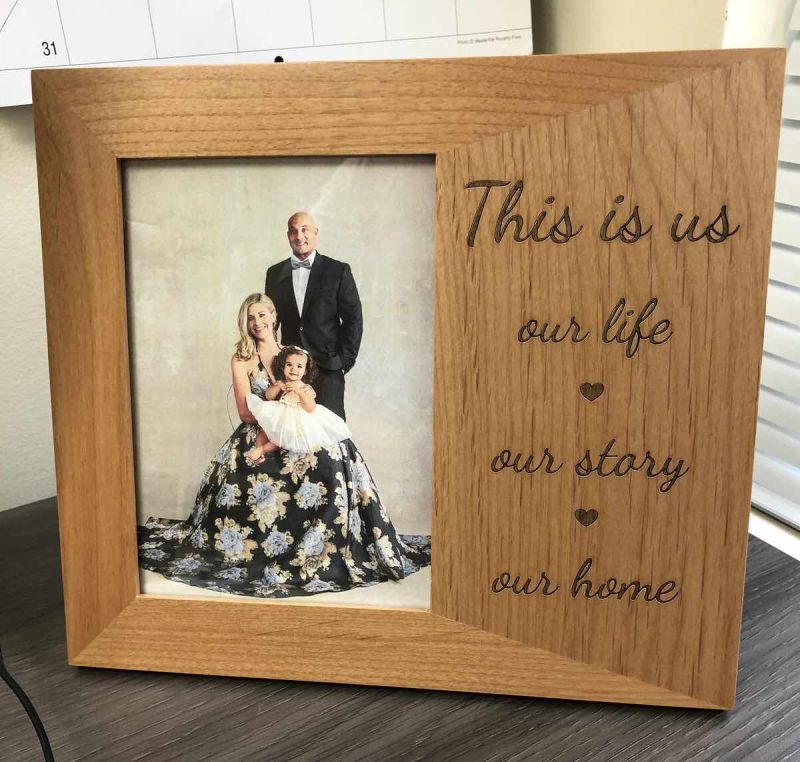 Personalized Picture Frame, Red Alder Wood, Vertical 5" x 7" Photos