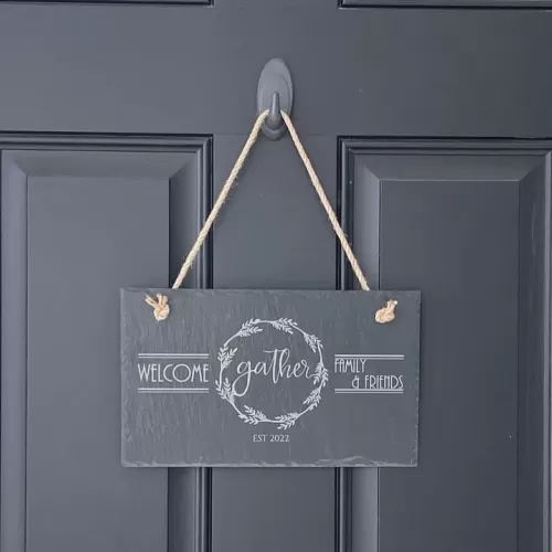 Personalized Door Hanger, Slate, 10" x 4" Rectangle