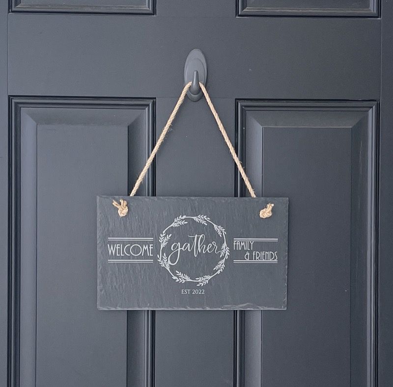 Personalized Door Hanger, Slate, 11-1/4" x 7" Rectangle