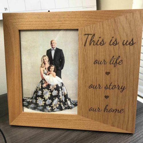 Personalized Picture Frame, Red Alder Wood, Vertical 5" x 7" Photos